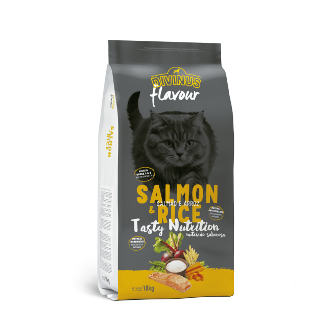 DIVINUS Cat Salmon and Rice Հավասարակշռված կեր չափահաս կատուների համար