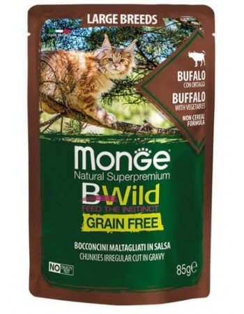 Monge Bwild 85գ Grain Free Պաուչ կատուների համար բիզոնի մսով