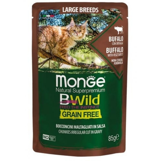 Monge Bwild 85գ Grain Free Պաուչ կատուների համար բիզոնի մսով