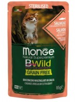 Monge Bwild Grain Free 85գ Պաուչ ստերիլիզացված կատուների համար  ձկան սալմոն