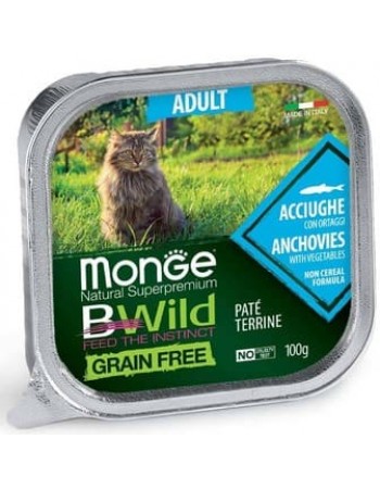 Monge Bwild Grain Free 100գ Պաշտետ հասուն կատուների համար՝ անչոուս