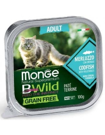 Monge Bwild Grain Free 100գ Պաշտետ ձողաձկան (մեռլուզո) մսով
