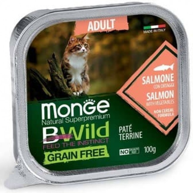 Monge Bwild Grain Free 100գ Պաշտետ սաղմոնի մսով կատուների համար