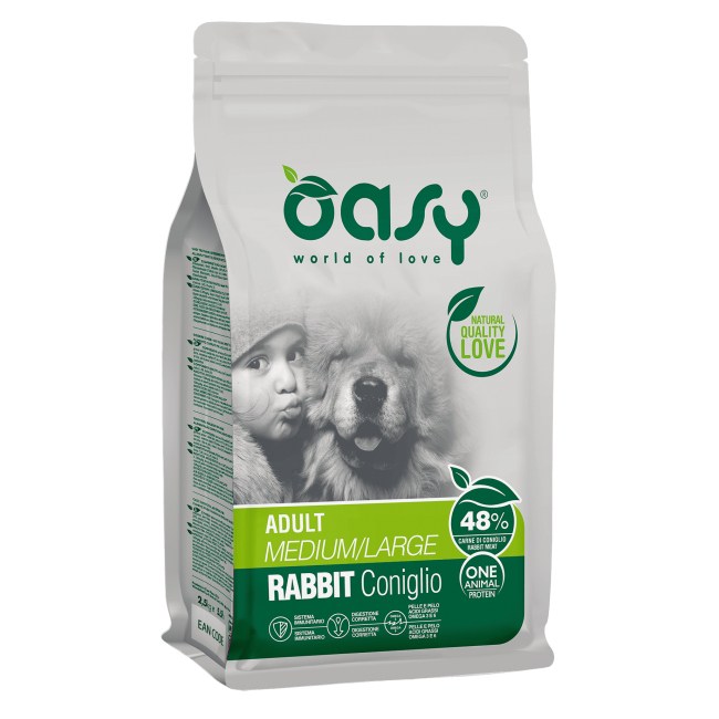 Oasy Dry Dog OAP Adult Med Large Rabbit շան կեր նապաստակի մսով միջին և խոշոր շների համար