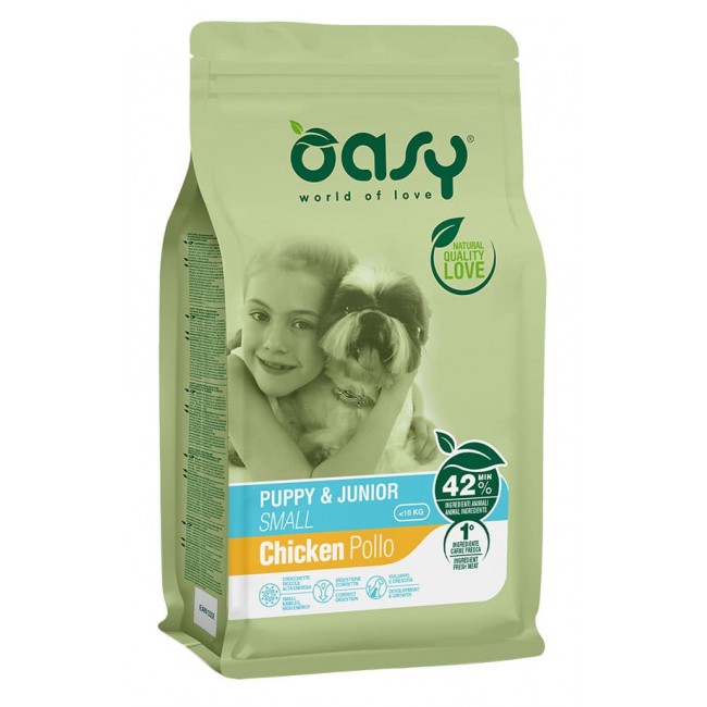 Oasy puppy & junior small chicken Փոքր չափի շան ձաքի կեր հավի մսով Oasy puppy & junior small chicken Փոքր չափի շան ձաքի կեր հավի մսով